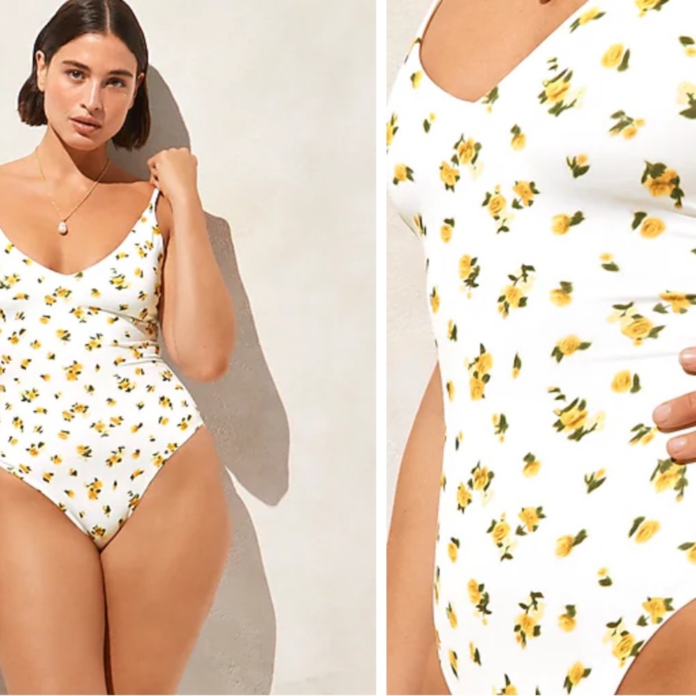 J. Crew White Floral Swimsuit. Lana one-piece in Classic Sculpt - Picture 5 of 6